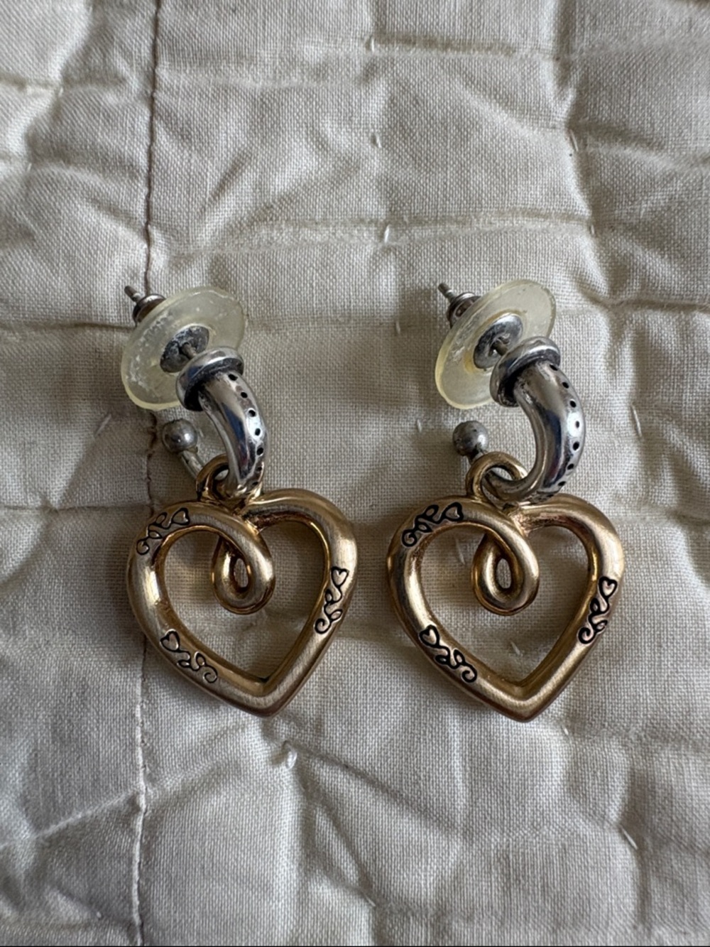 New Listing Brighton Gold-Tone Heart Hoop Drop Earrings.